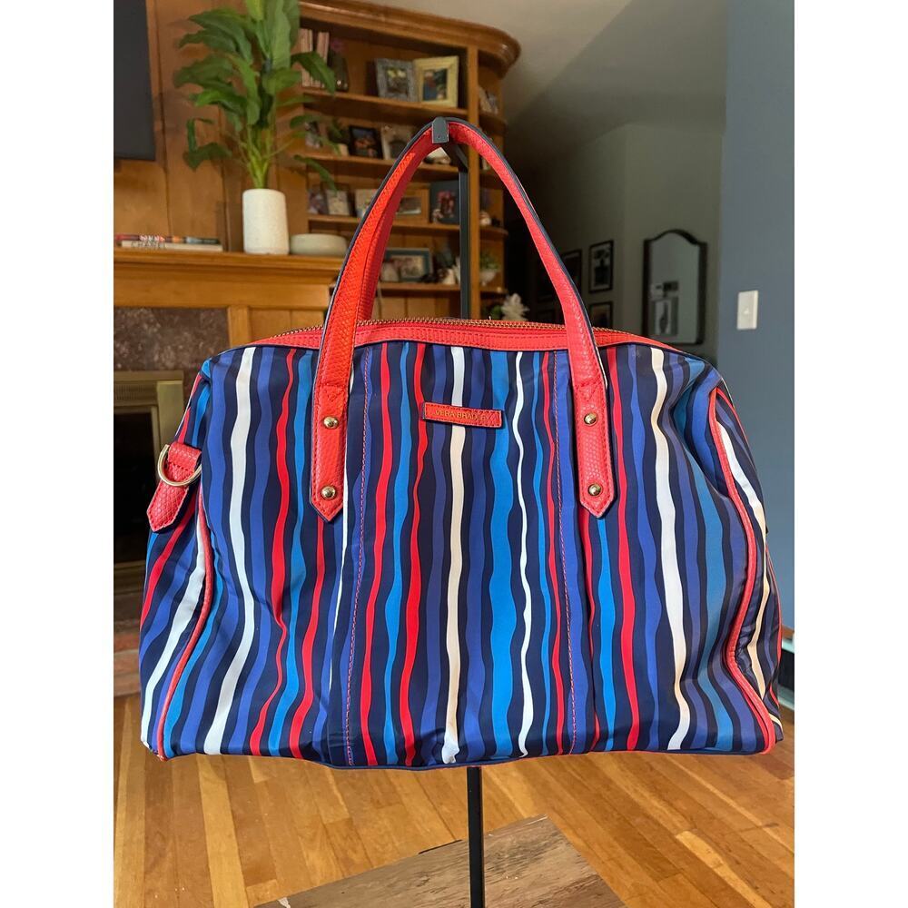 Vera Bradley Stripped Nylon Bowler Bag